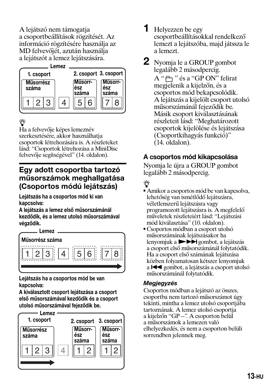 Csoportos módú lejátszás) | Sony Walkman MZ-E310 User Manual | Page 235 / 364