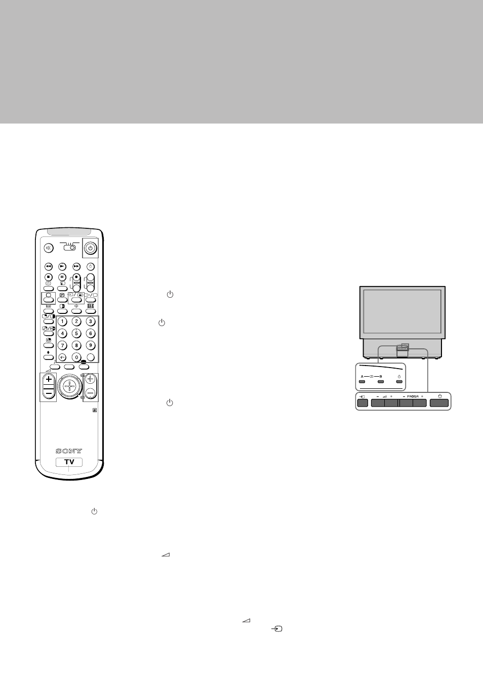 Operating instructions, Watching the tv, Switching the tv on and off | Selecting tv programmes, Adjusting the volume, Operating the tv using the buttons on the tv, Switching on, Switching off temporarily, Switching off completely | Sony KL-40WA1K User Manual | Page 14 / 31