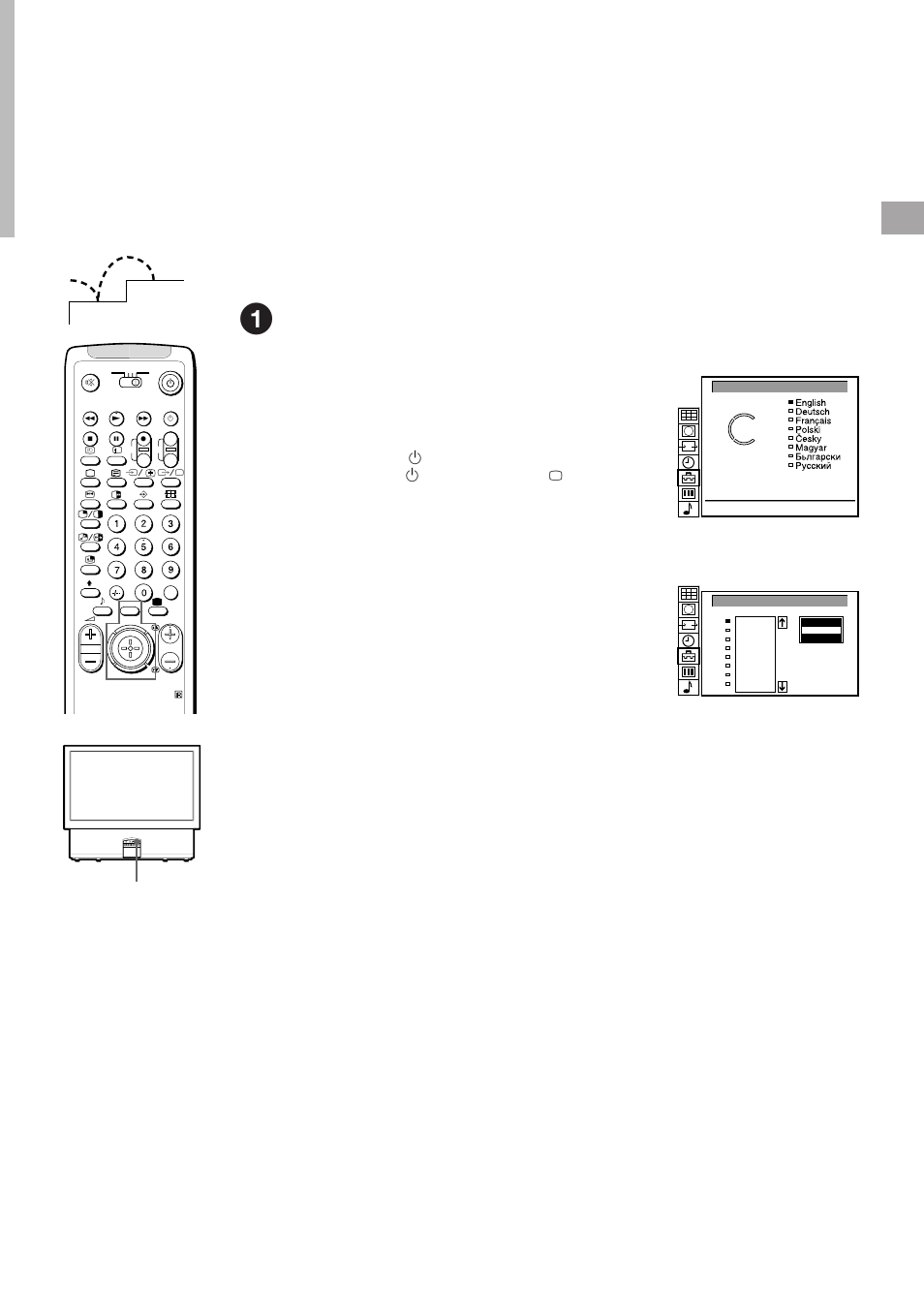 Step 2 tuning in to tv stations, Choosing the menu language and the country, Gb 1 2 | Sony KL-40WA1K User Manual | Page 7 / 31