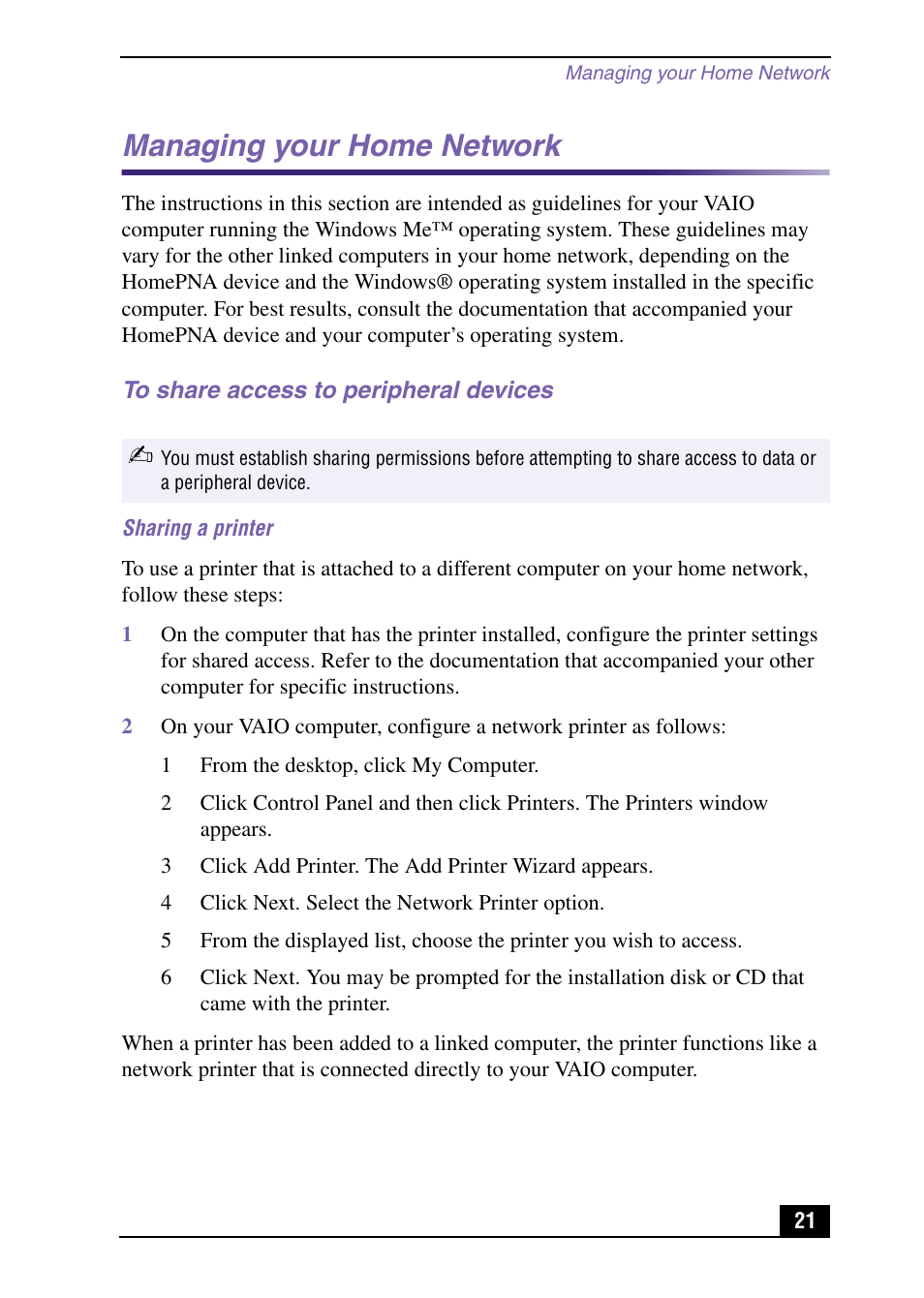 Managing your home network | Sony MPKTHE User Manual | Page 23 / 32