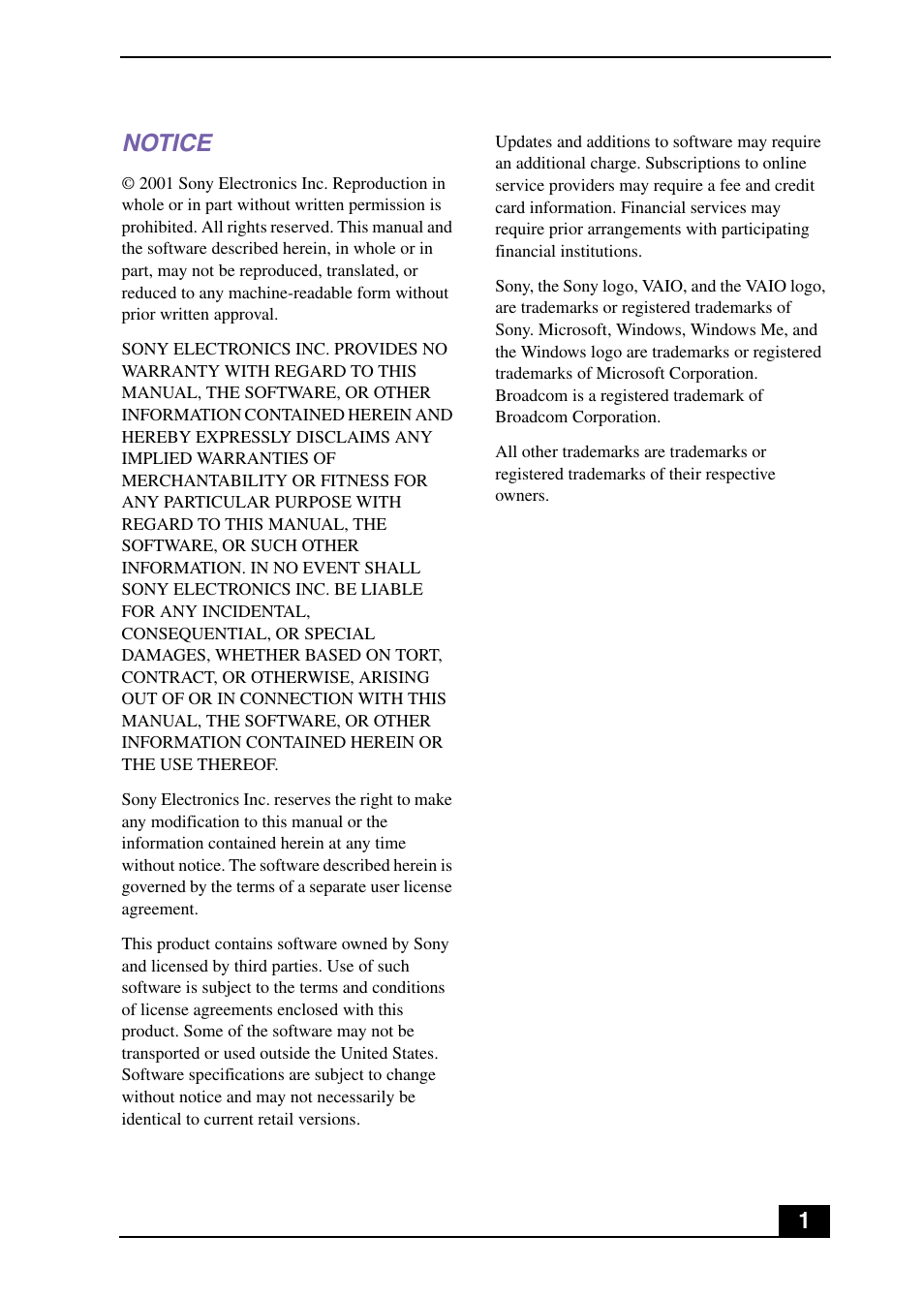 Notice | Sony MPKTHE User Manual | Page 3 / 32
