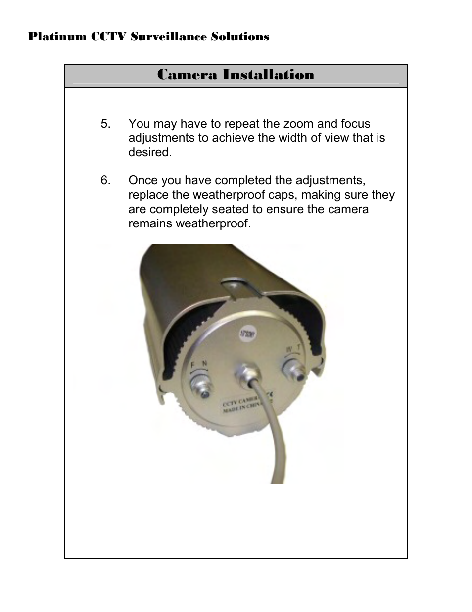 Camera installation | Sony CD-9255 User Manual | Page 7 / 8
