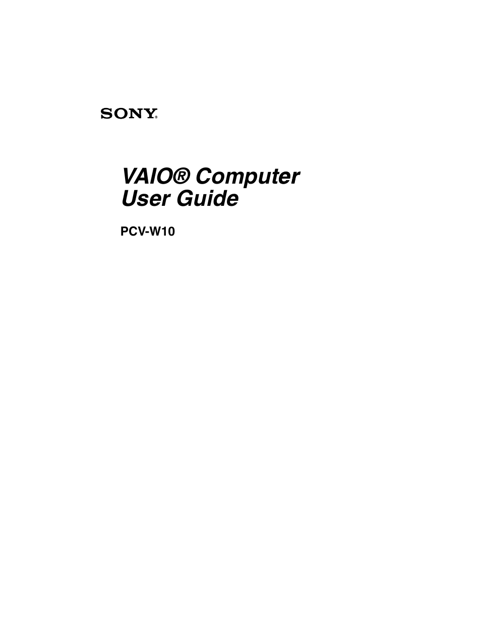 Sony PCV-W10 User Manual | 76 pages