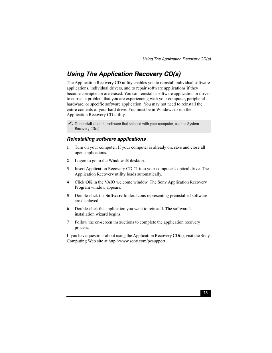 Sony PCV-W10 User Manual | Page 23 / 76