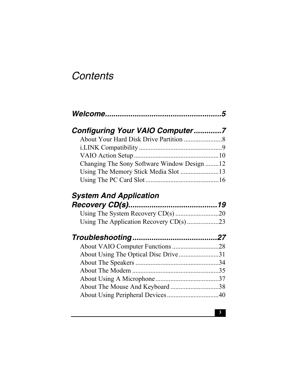 Sony PCV-W10 User Manual | Page 3 / 76