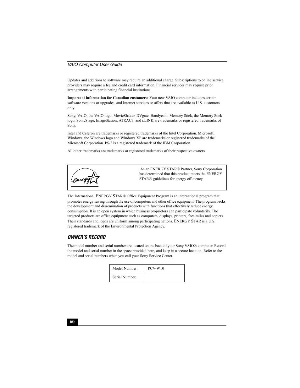 Sony PCV-W10 User Manual | Page 60 / 76