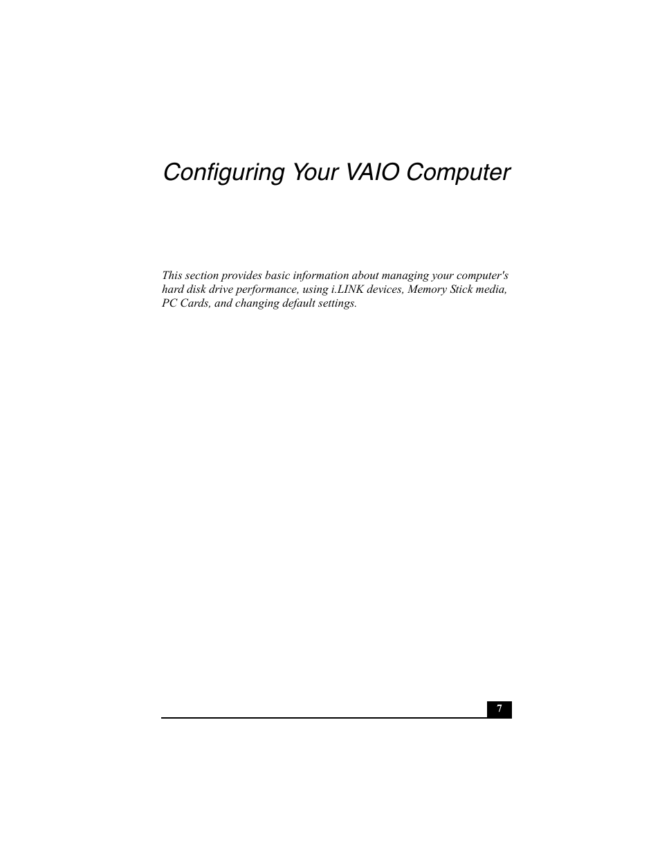 Configuring your vaio computer | Sony PCV-W10 User Manual | Page 7 / 76