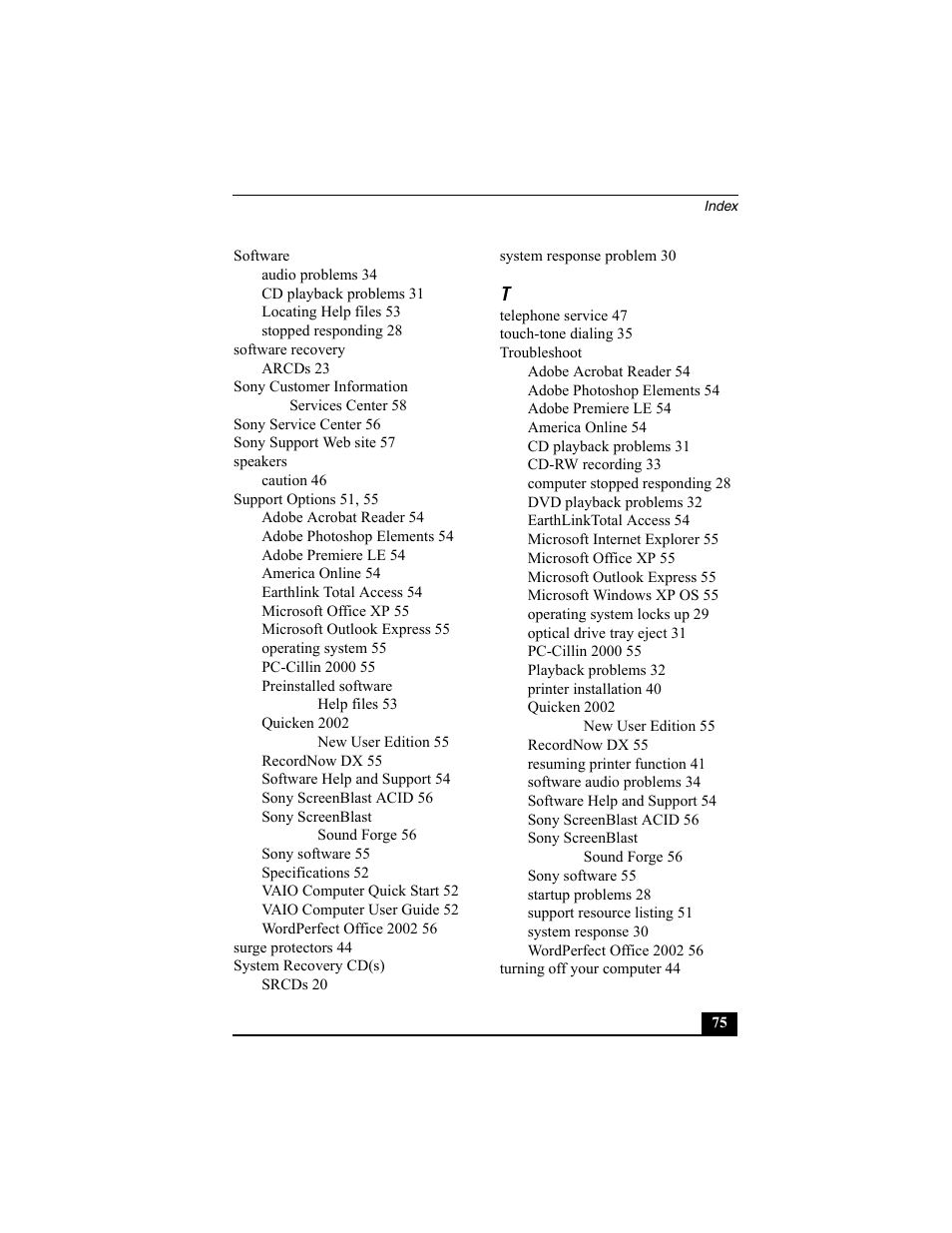 Sony PCV-W10 User Manual | Page 75 / 76