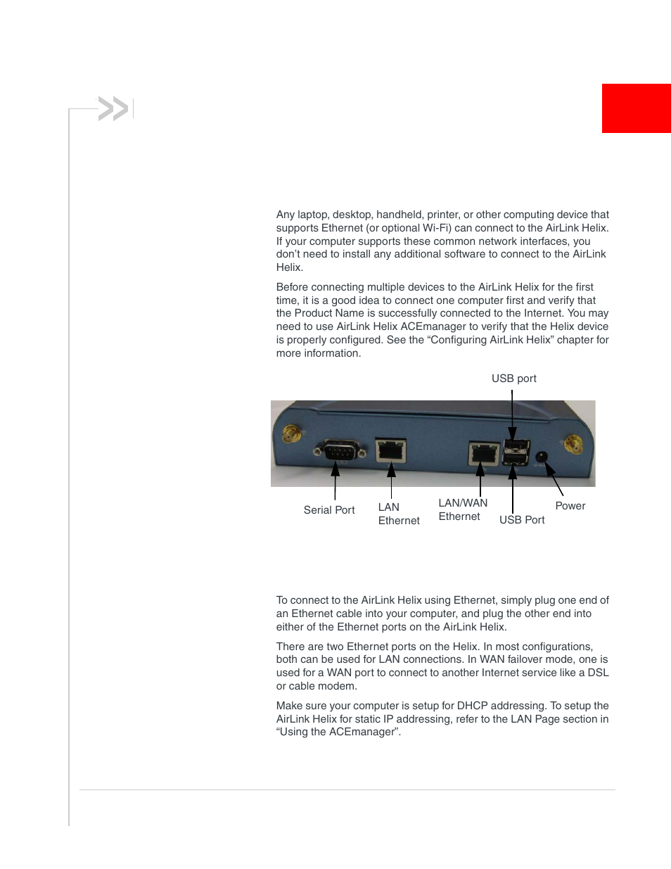 Connecting a computer to the airlink helix, Connecting through ethernet | Sony AIRLINK HELIX 2140847 User Manual | Page 13 / 63