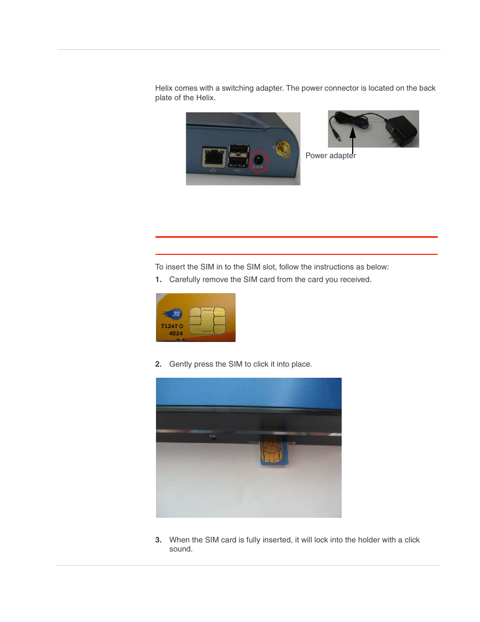 Power connector, Sim slot | Sony AIRLINK HELIX 2140847 User Manual | Page 19 / 63