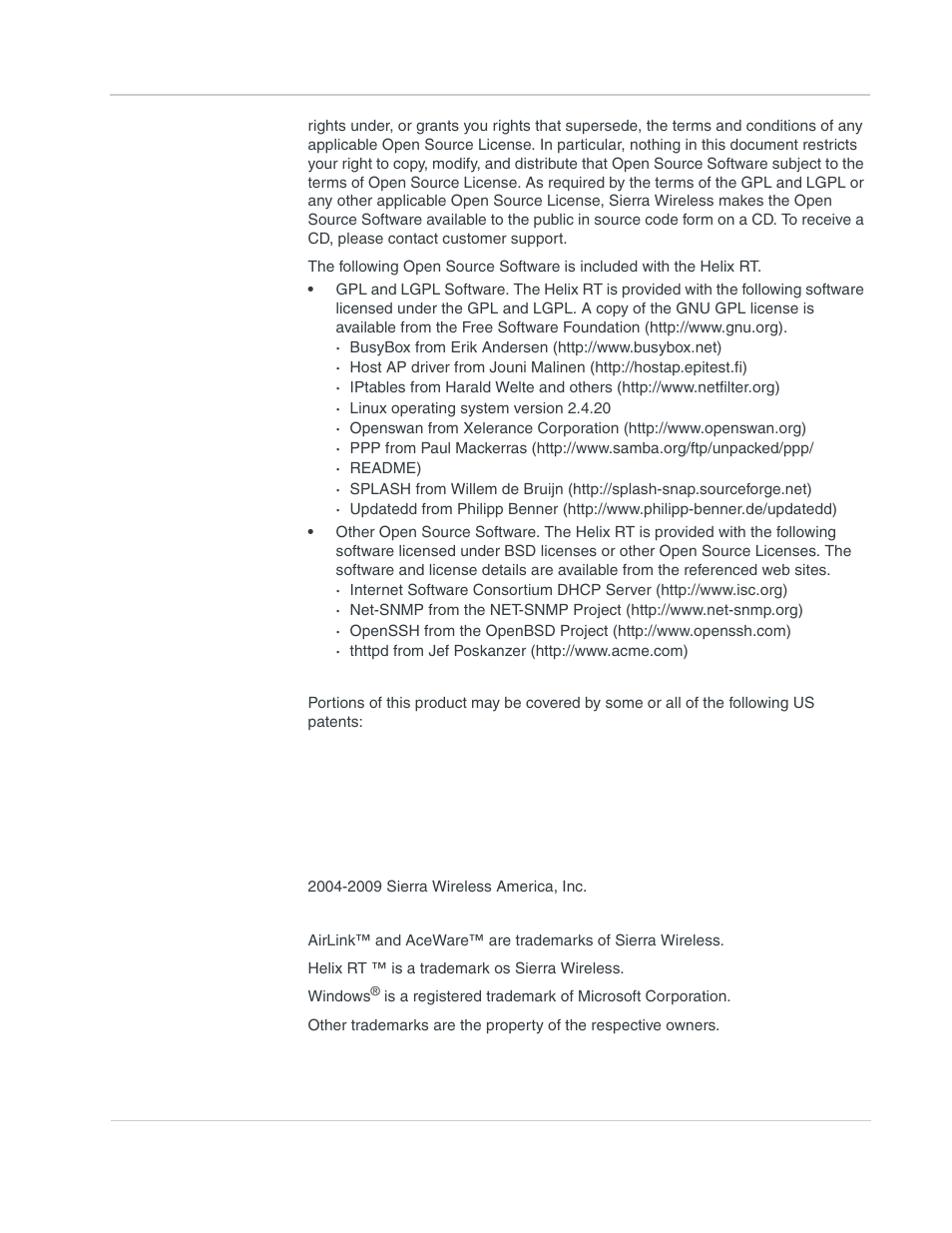 Patents, Copyright, Trademarks | Sony AIRLINK HELIX 2140847 User Manual | Page 5 / 63