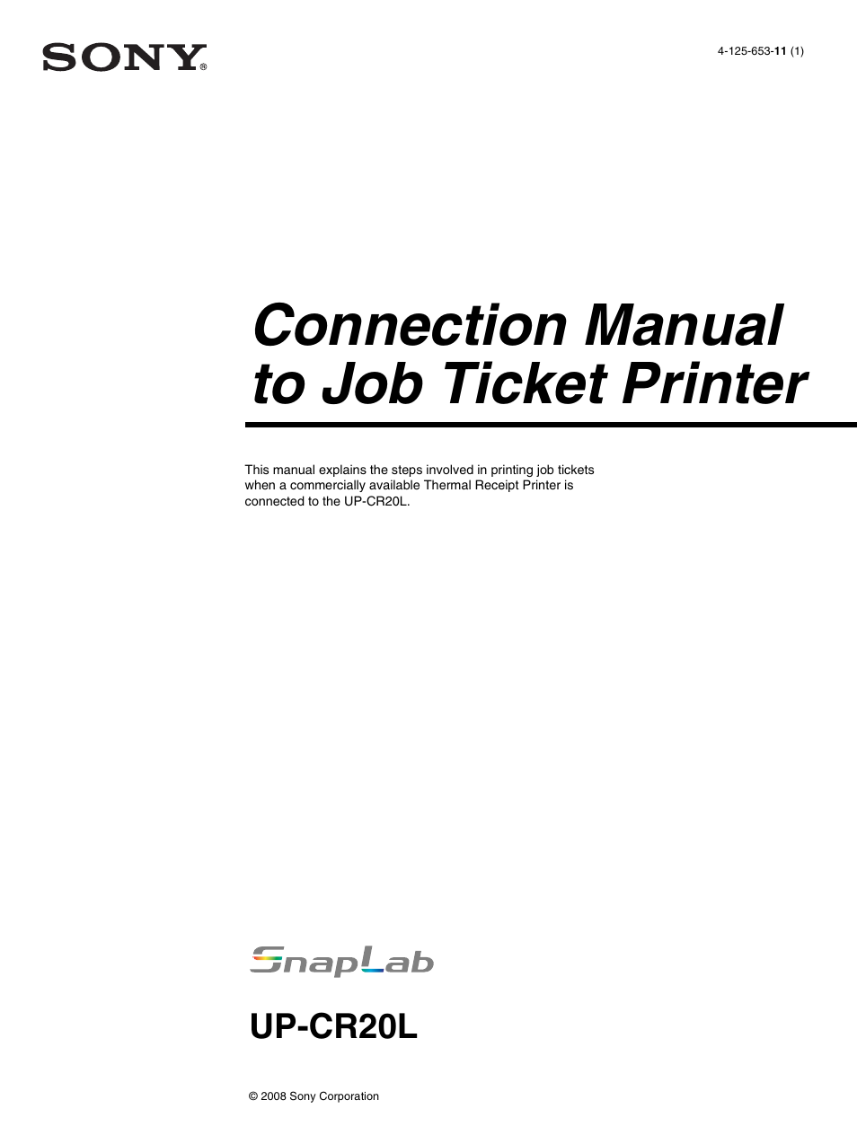 Sony SNAPLAB UP-CR20L User Manual | 6 pages