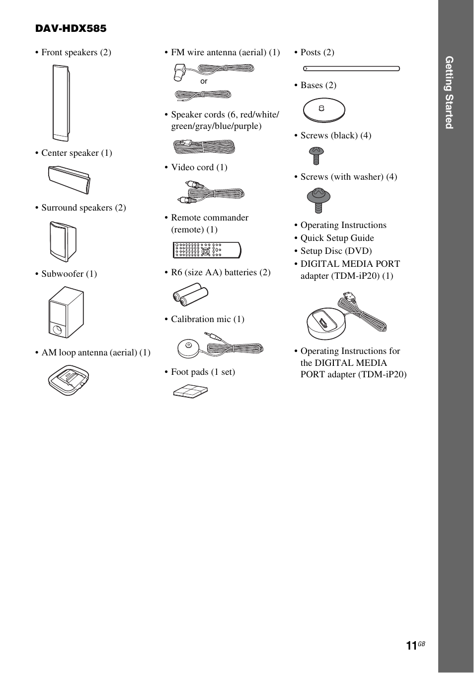 Sony DAV-HDX685 User Manual | Page 11 / 116