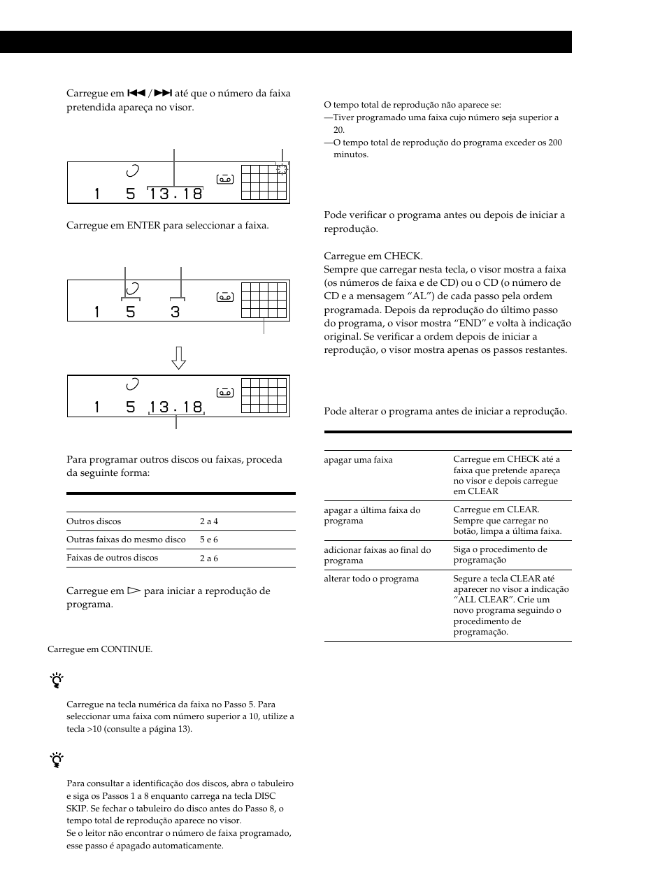 Reproduzir cds, Reproduzir cds 5, Verificação da ordem das faixas | Alteração da ordem das faixas | Sony CDP-CE515 User Manual | Page 101 / 112