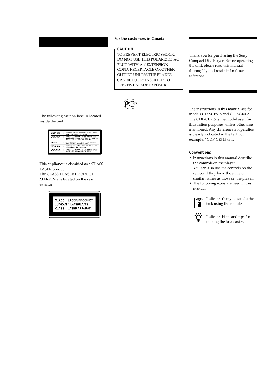 Welcome, About this manual, Warning | Sony CDP-CE515 User Manual | Page 2 / 112