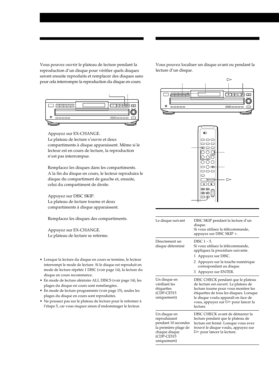 Localisation d’un disque déterminé, Lecture de disques compacts | Sony CDP-CE515 User Manual | Page 40 / 112