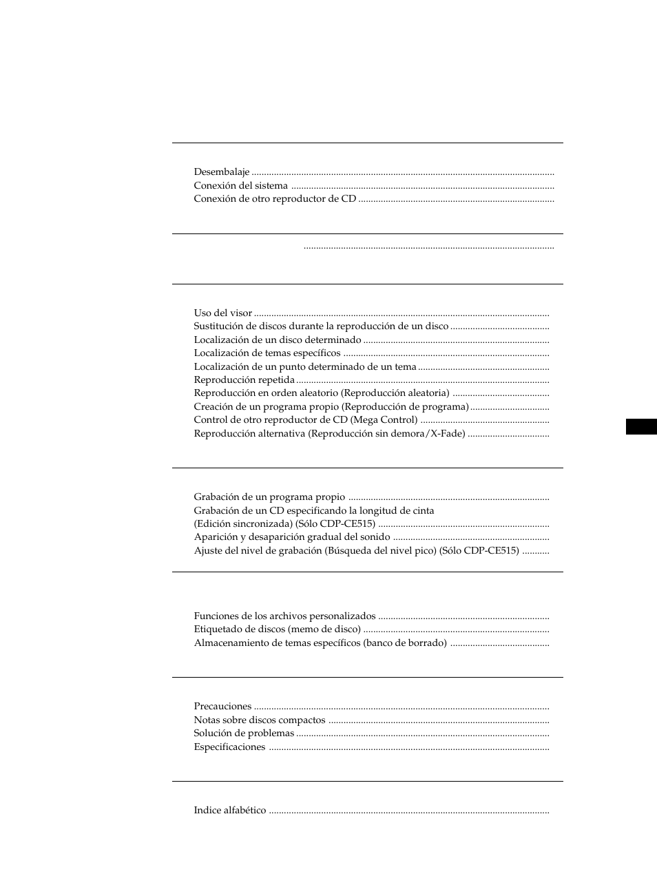 Ndice | Sony CDP-CE515 User Manual | Page 59 / 112