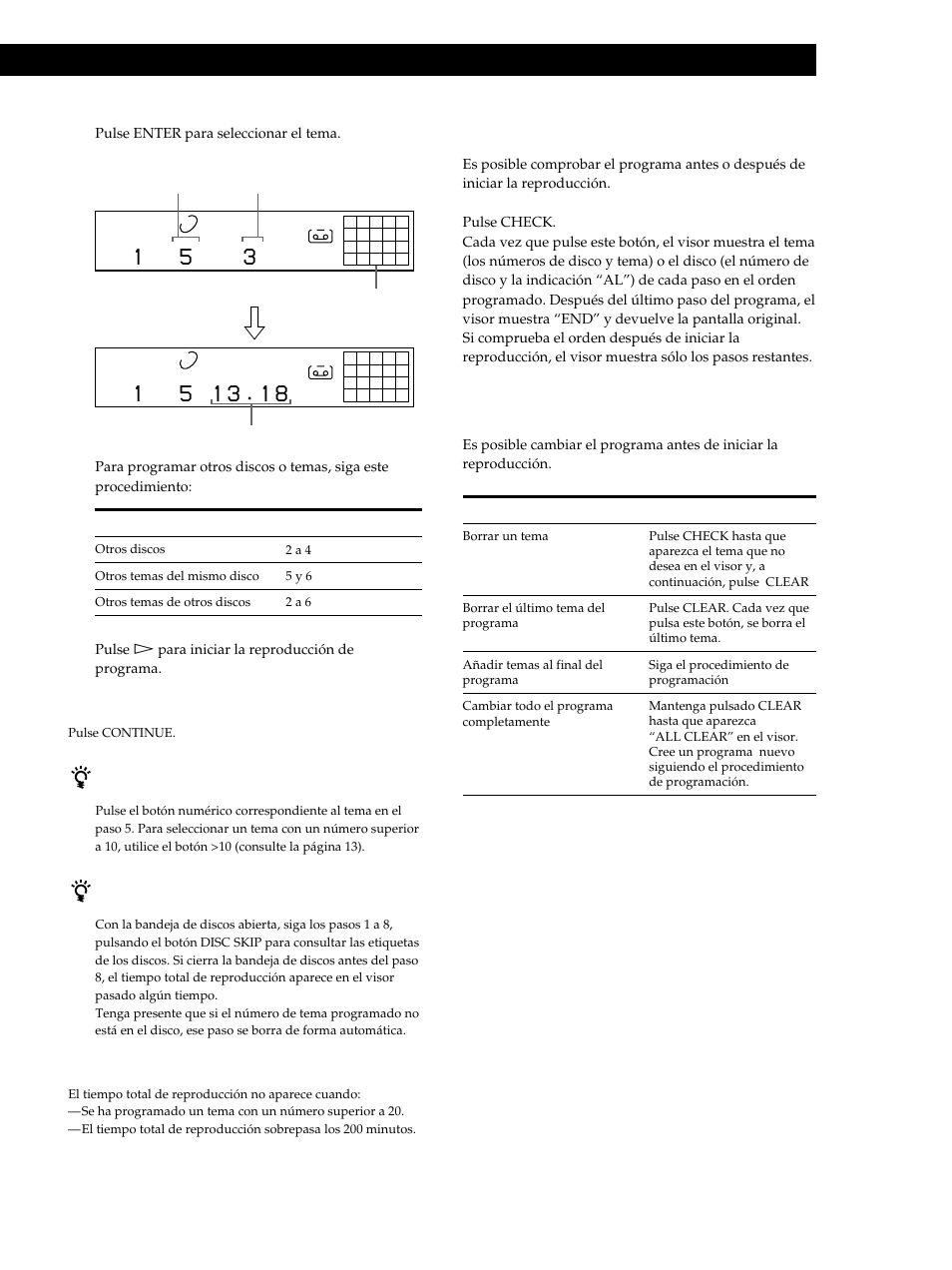 Reproducción de discos compactos, Comprobación del orden de los temas, Cambio del orden de temas | Sony CDP-CE515 User Manual | Page 73 / 112