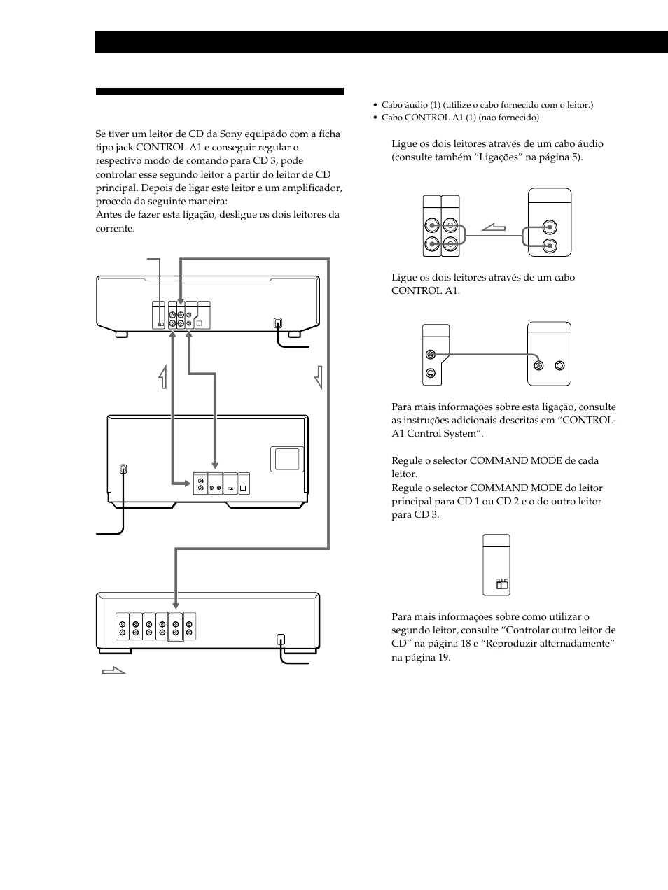 Ligar outro leitor de cd, Começar | Sony CDP-CE515 User Manual | Page 90 / 112