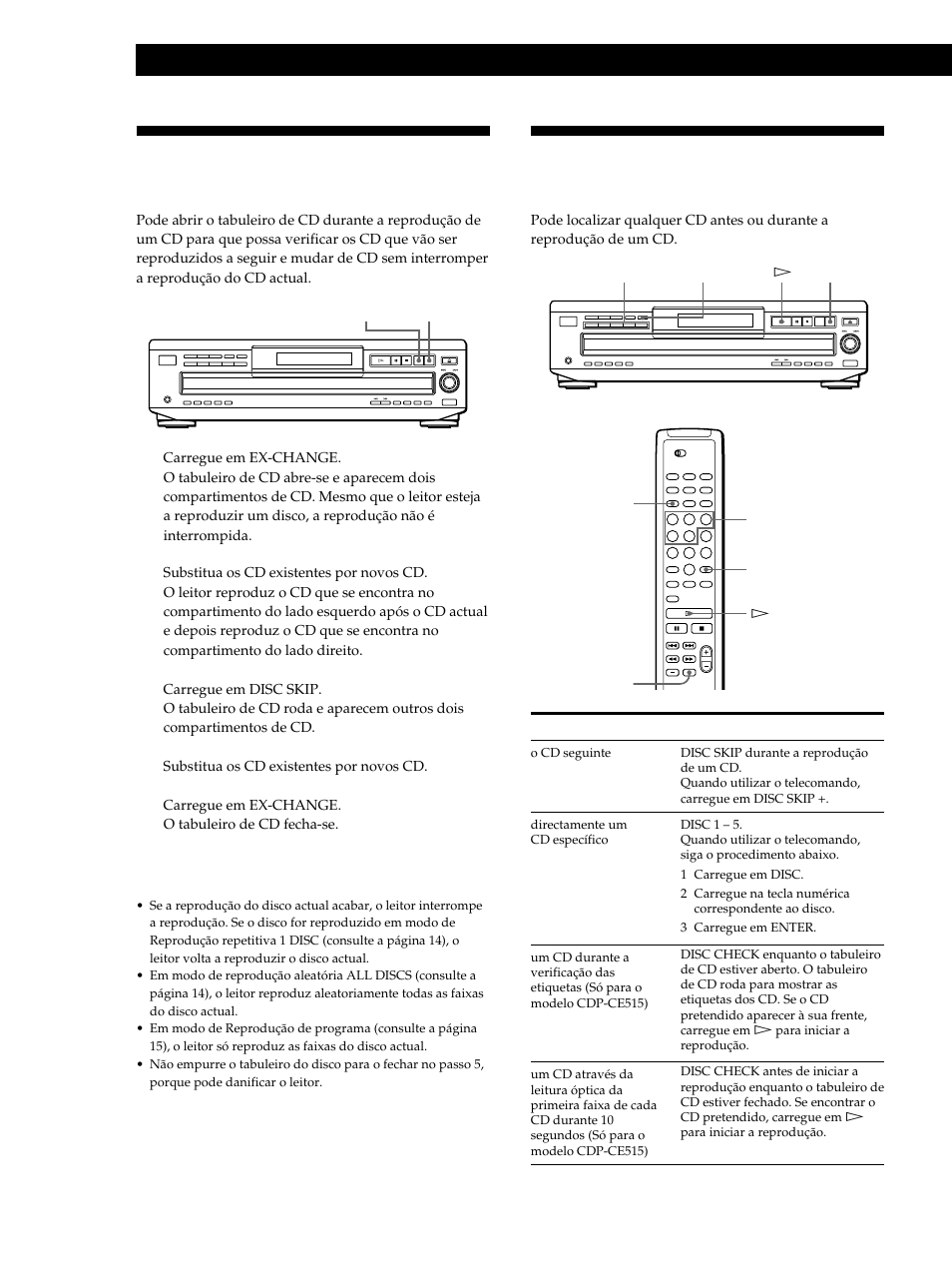 Substituição de cd durante a reprodução de um cd, Localização de um cd específico, Reproduzir cds | Sony CDP-CE515 User Manual | Page 96 / 112