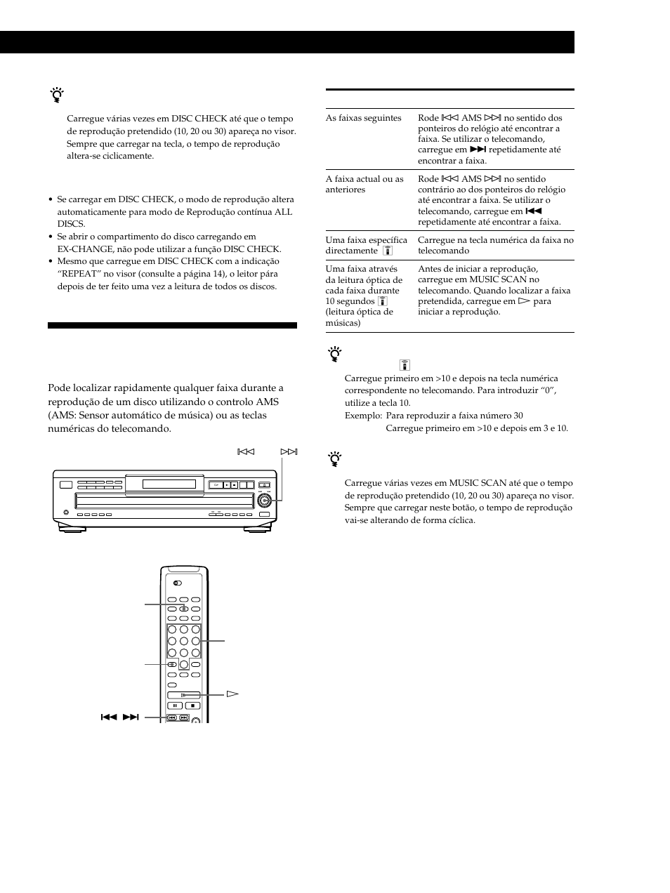 Para localizar uma faixa específica, Reproduzir cds | Sony CDP-CE515 User Manual | Page 97 / 112