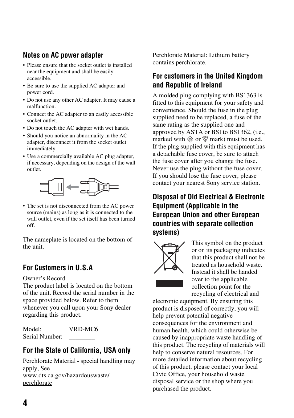 Sony VRD-MC6 User Manual | Page 4 / 92