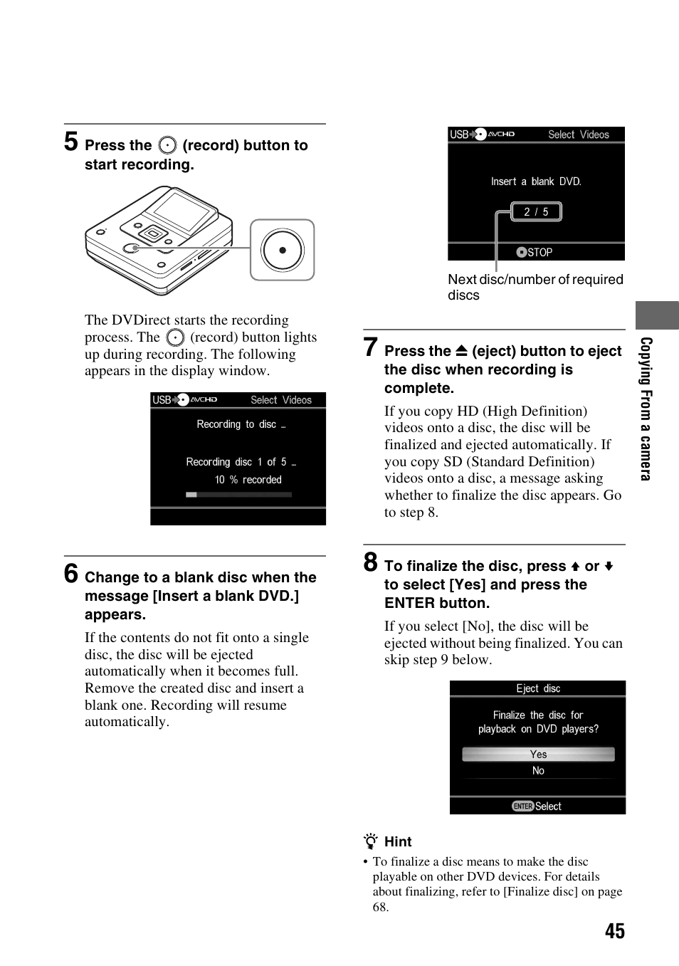 Sony VRD-MC6 User Manual | Page 45 / 92