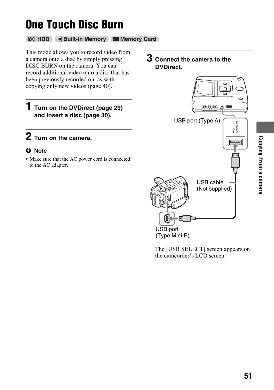 One touch disc burn | Sony VRD-MC6 User Manual | Page 51 / 92