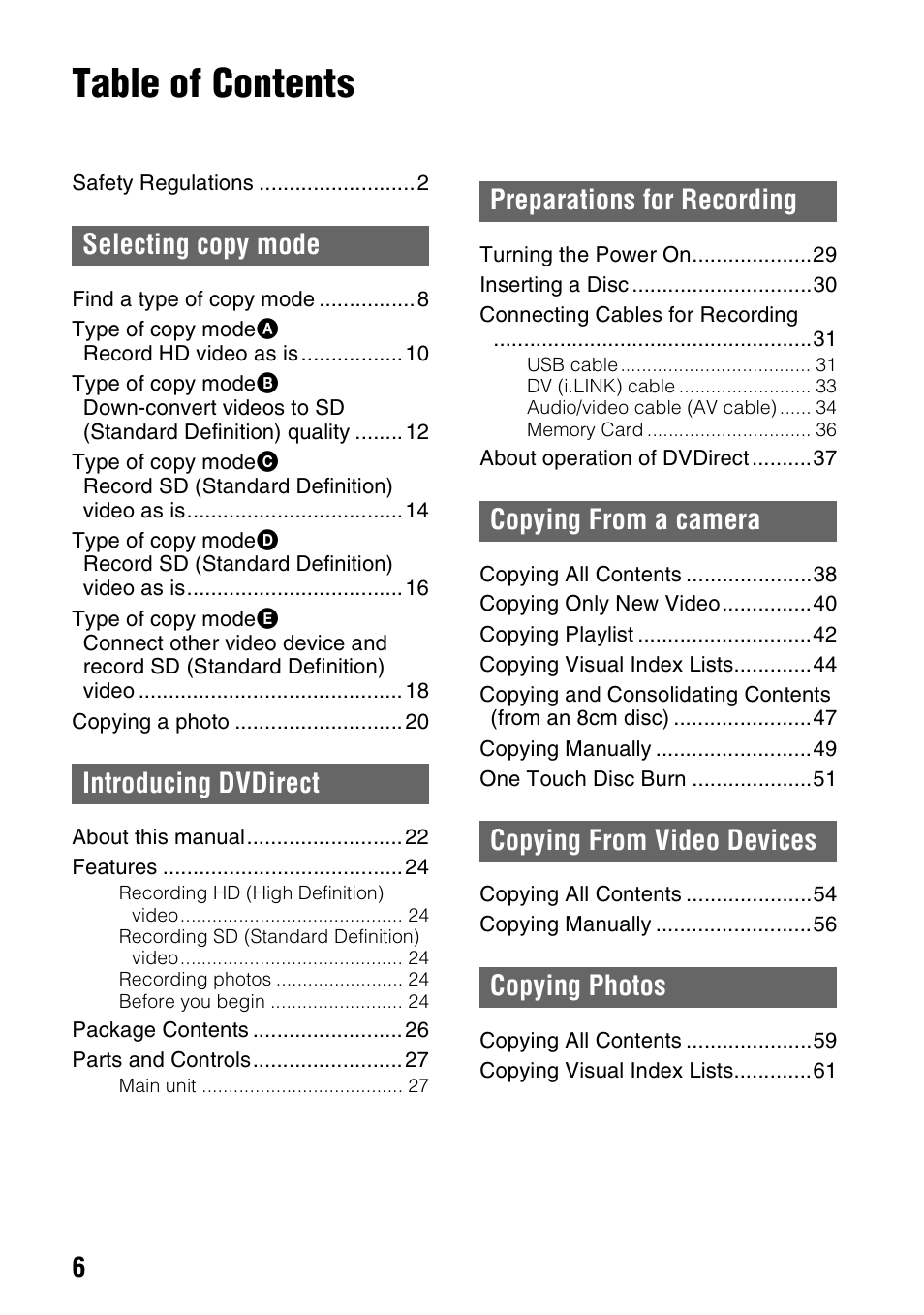 Sony VRD-MC6 User Manual | Page 6 / 92