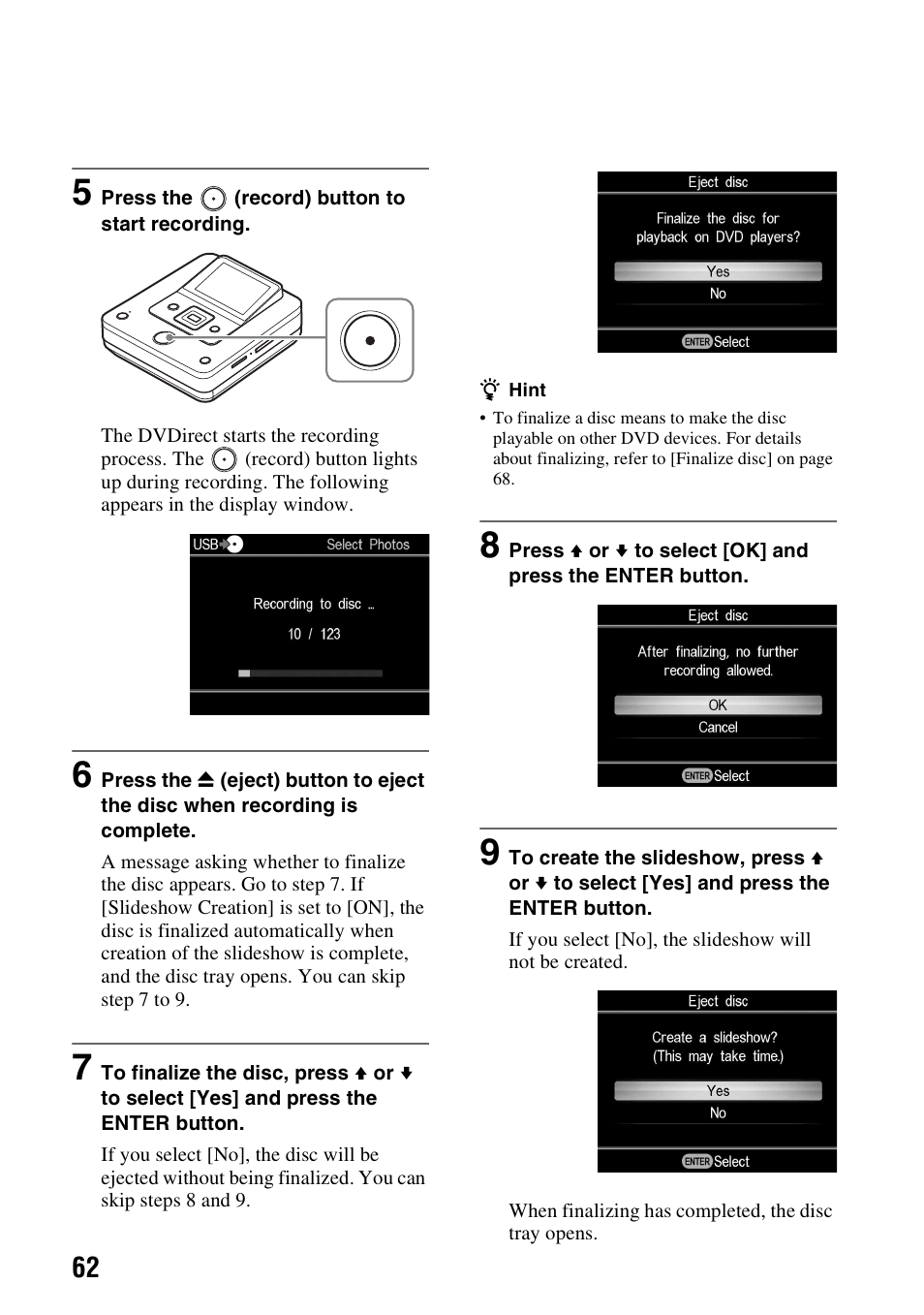 Sony VRD-MC6 User Manual | Page 62 / 92