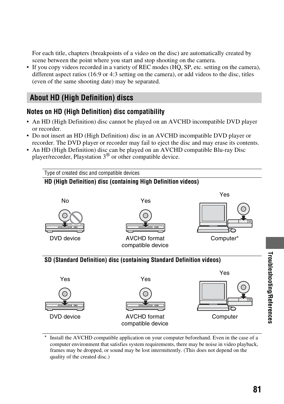 About hd (high definition) discs, E 81 | Sony VRD-MC6 User Manual | Page 81 / 92