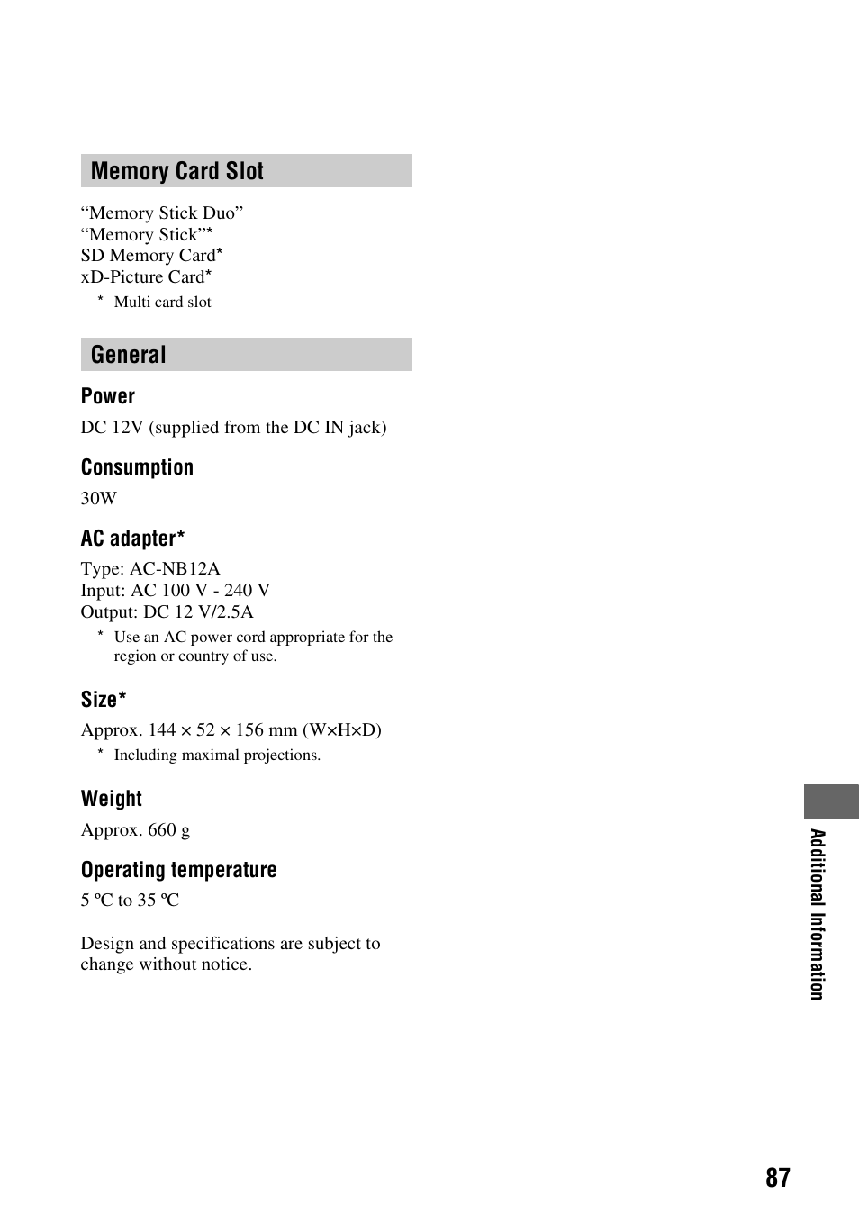 General | Sony VRD-MC6 User Manual | Page 87 / 92