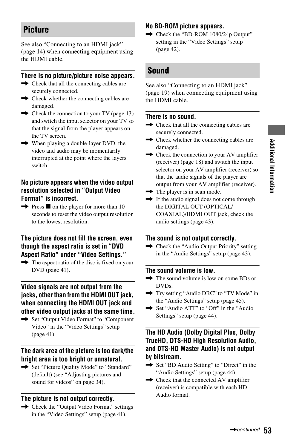 Picture sound | Sony BDP-S350 User Manual | Page 53 / 71