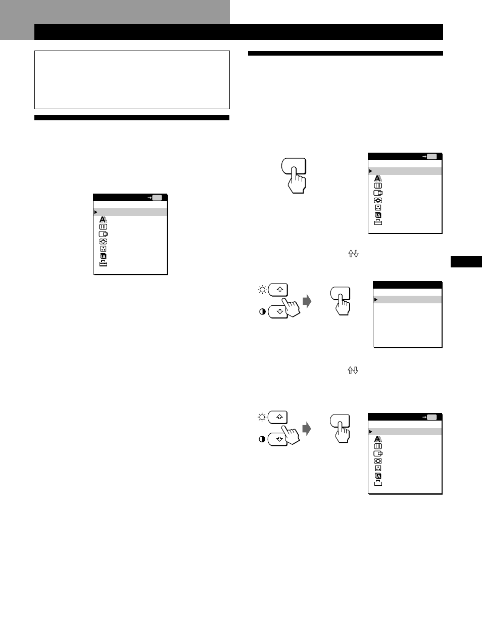 Présentation du système d’écrans de menu, Sélection de la langue d’affichage à l’écran, Personnalisation du moniteur | Sony CPD-L181A User Manual | Page 27 / 96