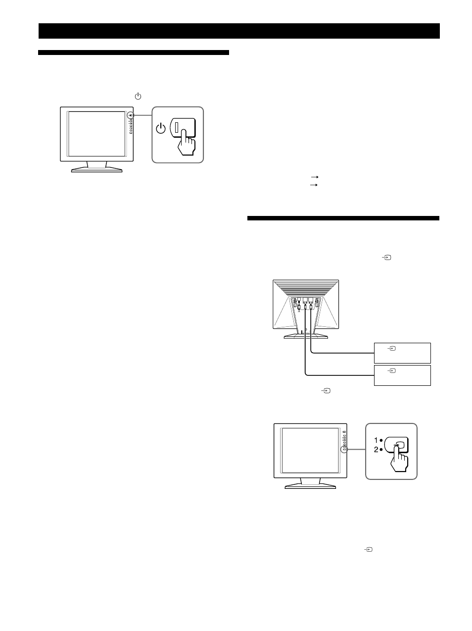 Einschalten des monitors und des computers, Auswählen des eingangssignals, Vorbereitungen | Sony CPD-L181A User Manual | Page 44 / 96