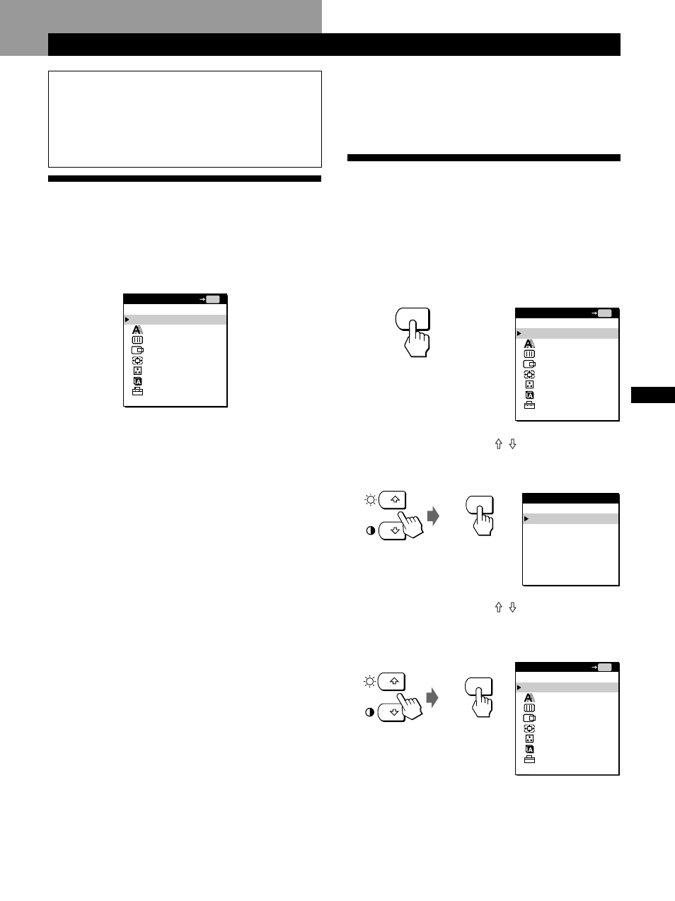 Das bildschirmmenüsystem, Auswählen der sprache für die bildschirmanzeigen, Einstellen des monitors | Sony CPD-L181A User Manual | Page 45 / 96
