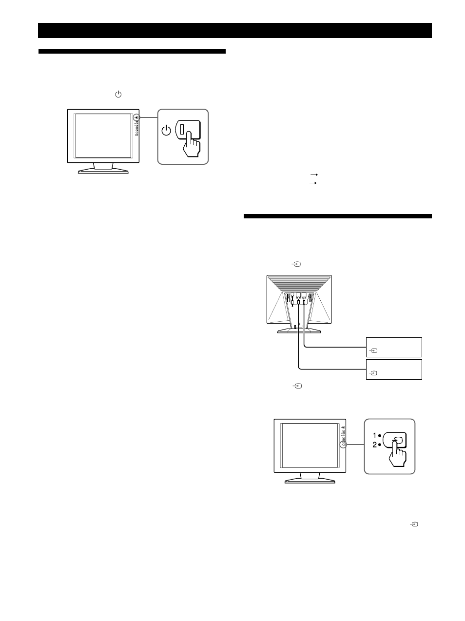 Encendido del monitor y del ordenador, Selección de la señal de entrada, Procedimientos iniciales | Sony CPD-L181A User Manual | Page 62 / 96