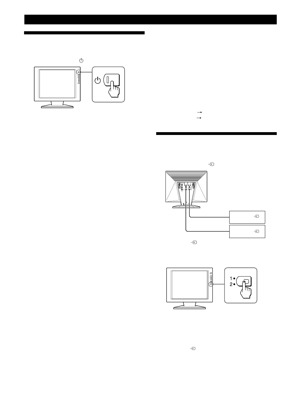 Accensione del monitor e del computer, Selezione del segnale di ingresso, Operazioni preliminari | Sony CPD-L181A User Manual | Page 80 / 96