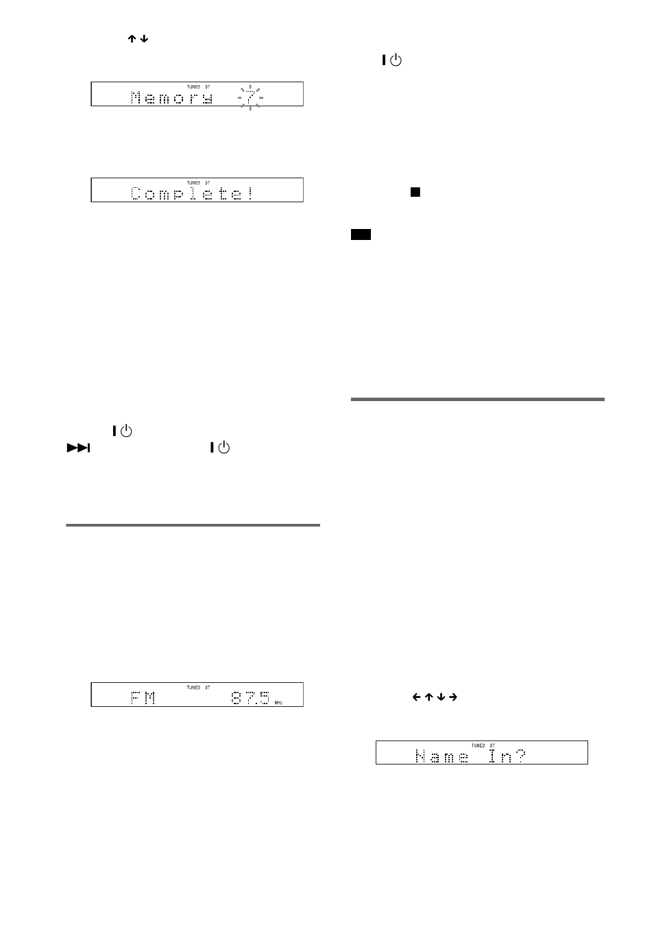 Listening to the radio, Naming preset stations | Sony DAV-FX80 User Manual | Page 74 / 104