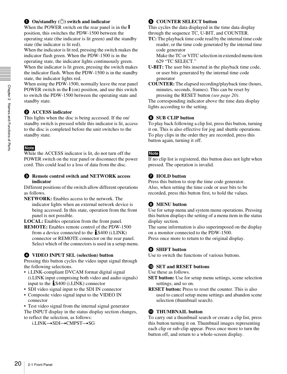 Sony PDW-1500 User Manual | Page 20 / 84