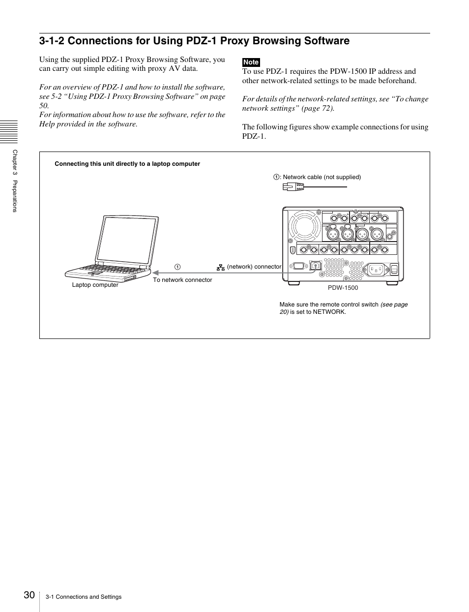 1-2 connections for using pdz-1 proxy, Browsing software | Sony PDW-1500 User Manual | Page 30 / 84