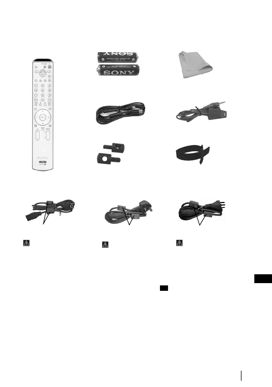 Vérification des accessoires fournis | Sony KE-P37XS1 User Manual | Page 151 / 196