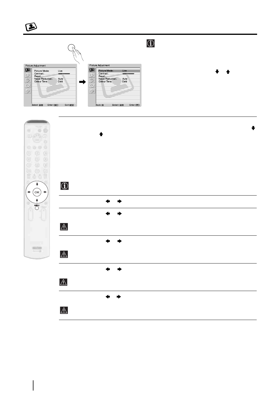 The picture adjustment menu | Sony KE-P37XS1 User Manual | Page 18 / 196
