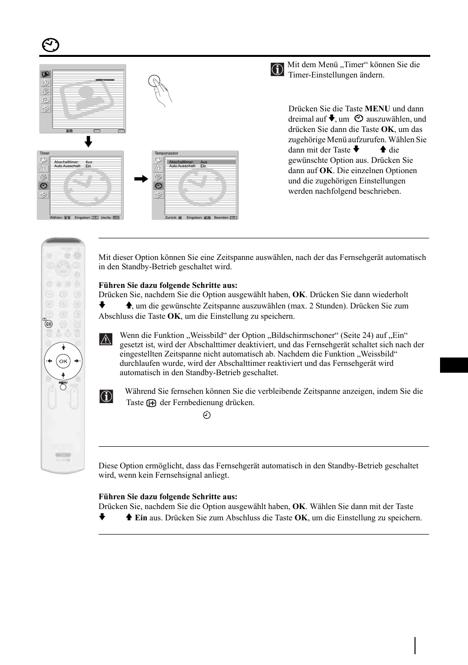 Das menü timer, 25 de | Sony KE-P37XS1 User Manual | Page 73 / 196