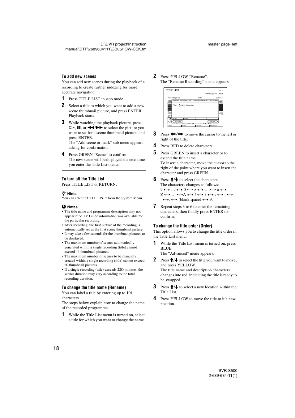 Sony SVR-S500 User Manual | Page 18 / 56