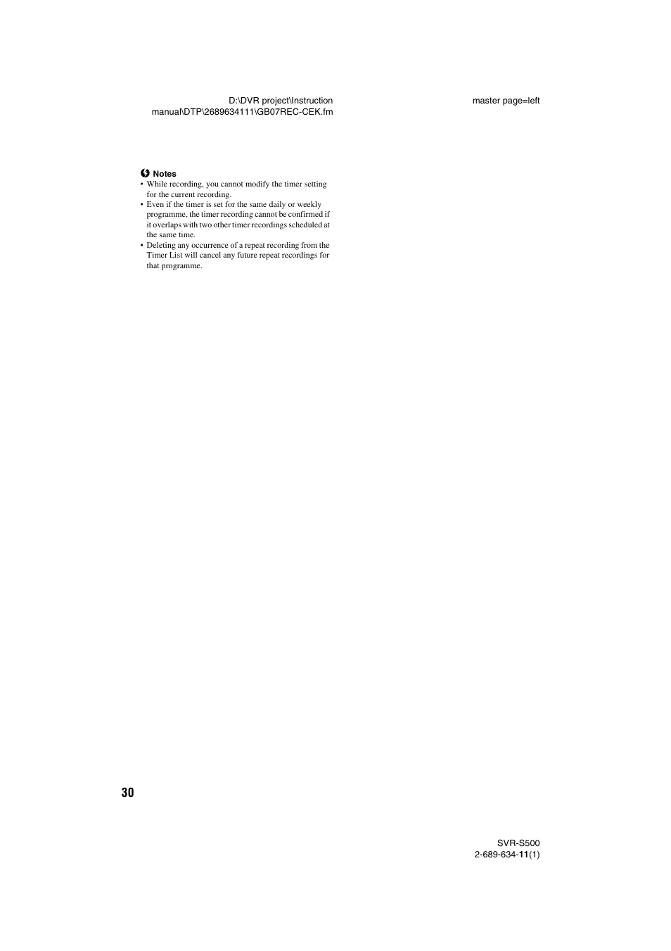 Sony SVR-S500 User Manual | Page 30 / 56