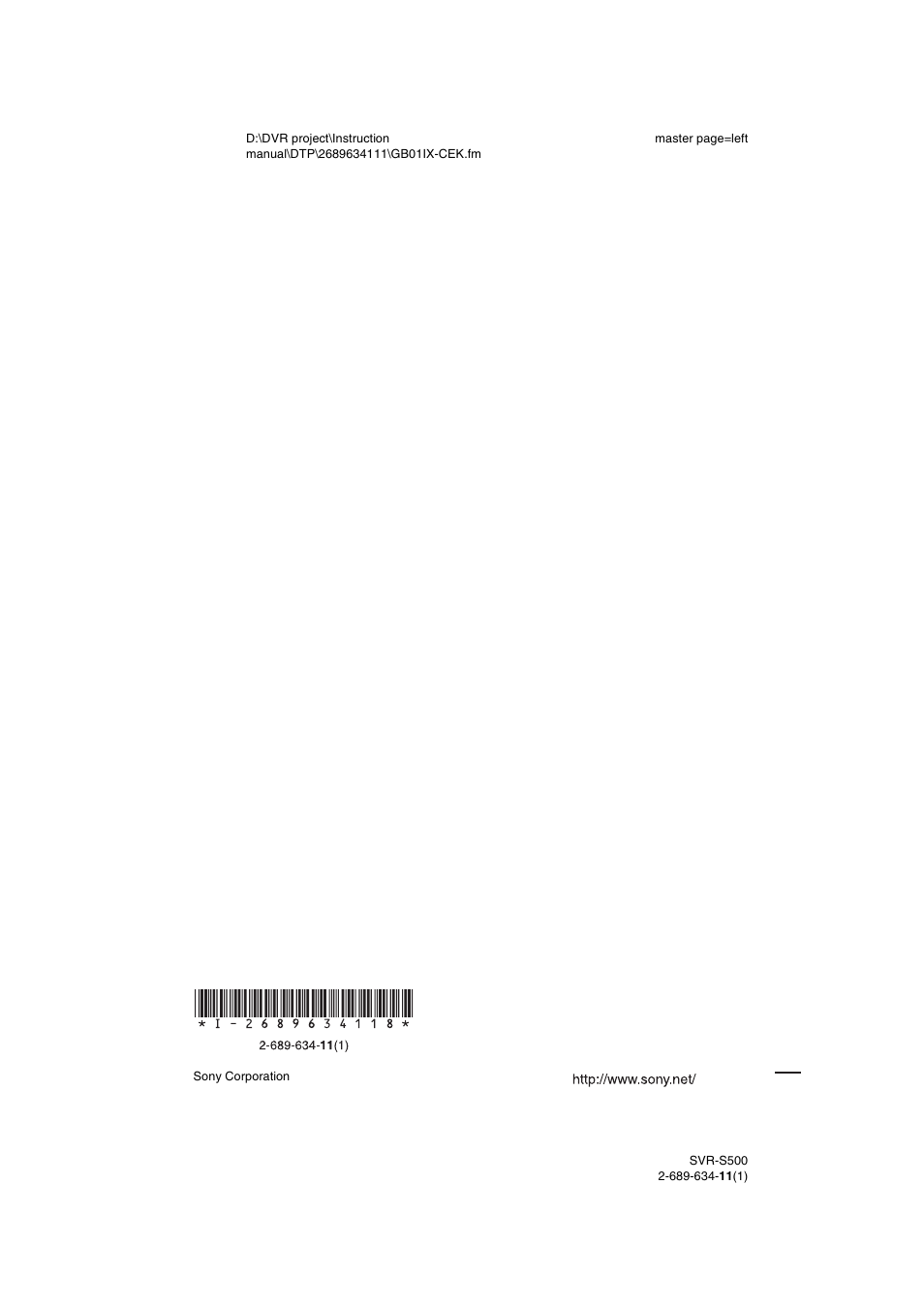 Sony SVR-S500 User Manual | Page 56 / 56