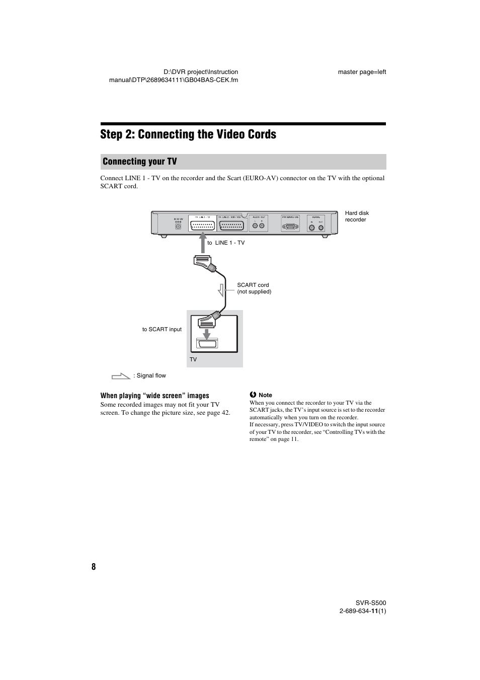 Step 2: connecting the video cords, Connecting your tv | Sony SVR-S500 User Manual | Page 8 / 56