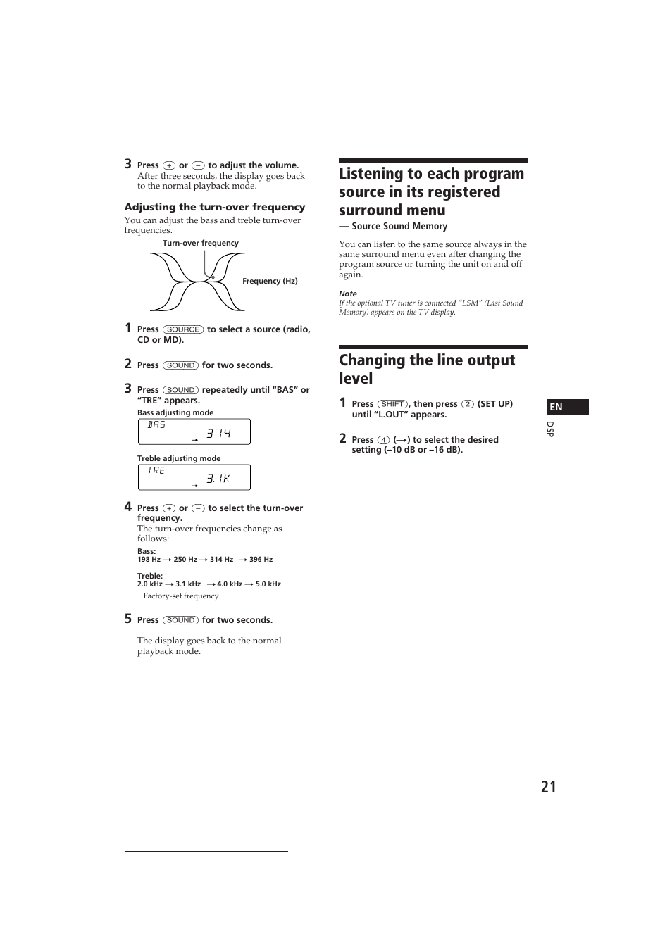 Changing the line output level | Sony CDX-C710 User Manual | Page 21 / 32