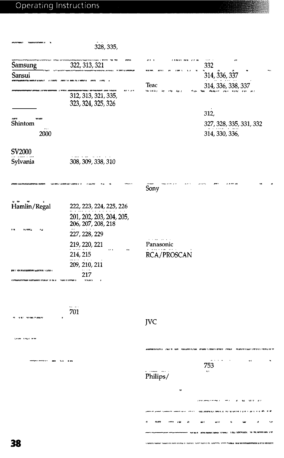 Remote codes, Vcr codes, Cable box codes | Las&&player codes, Dbs codes, Satellite receiver codes, Dvd codes | Sony WEGA KV-27FS13 User Manual | Page 46 / 61